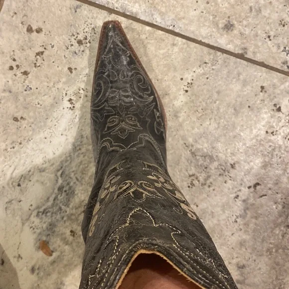Corral Western Women's Black Vintage Lizard Inlay Boots M. Size 7 - Picture 4 of 16